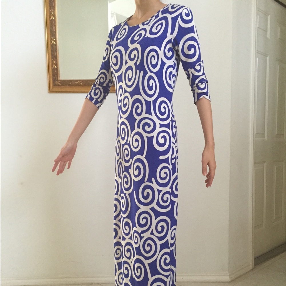 DvF - Silk Knit Blue Swirl Dress - Sz XS / S / P